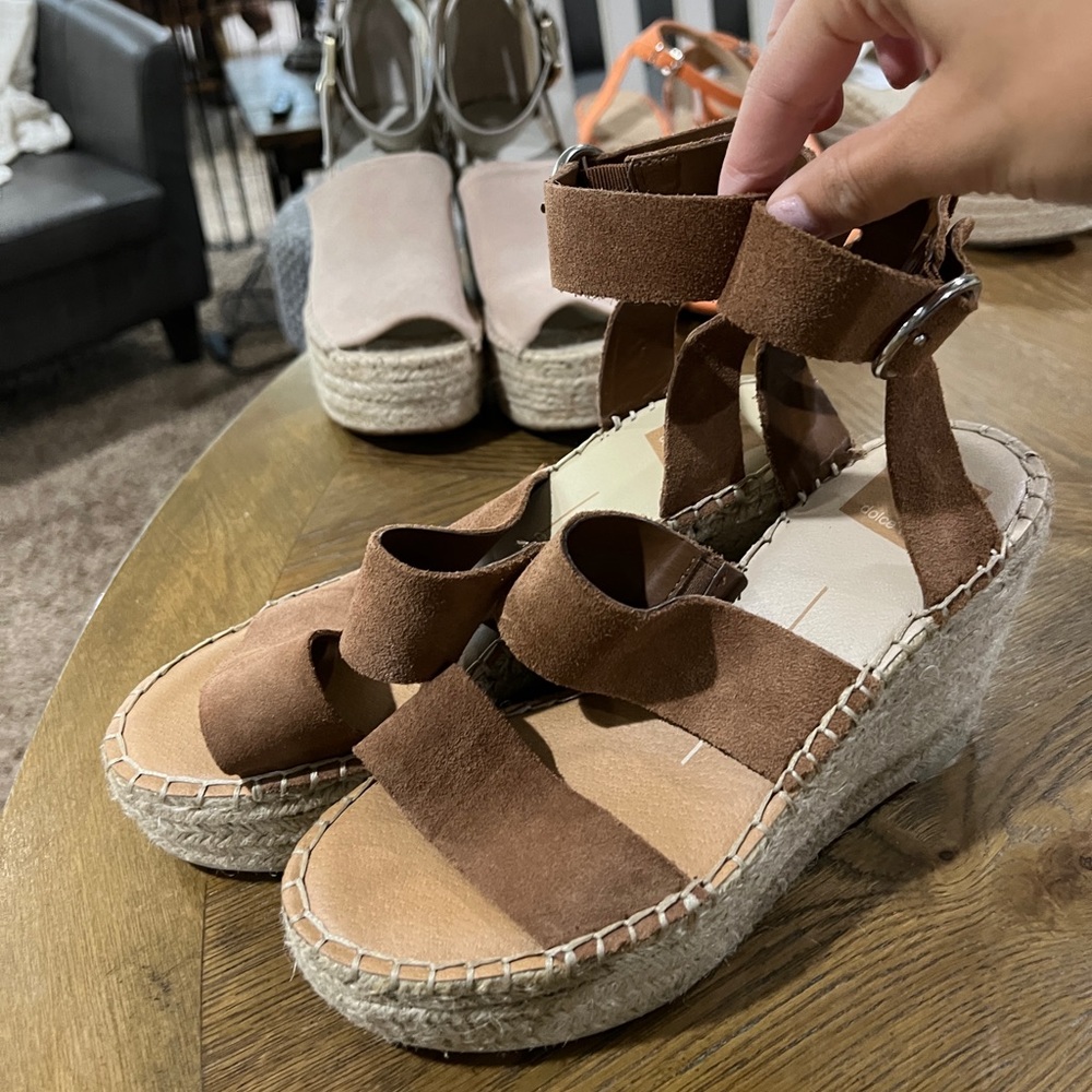 Never worn suede espadrilles
